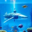 Placeholder: fullbody Drawing of 'Ultra Futuristic style concept Submarine'intricate detail,by andrea bonelli,Kilian Eng,Ohrai,underwater,three quarters view, Futuristic Submarine Fish design study, toned colors,16k