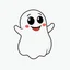 Placeholder: A simple, line art illustration of a white monster resembling a friendly ghost, with a smooth, rounded shape. Its body is decorated with colorful candy eyes and a cheerful candy smile, made from small, bright candies like jellybeans or candy dots. The ghostly monster is outlined with smooth, bold lines, and the candy decorations are in vibrant colors like red, blue, green, and yellow, adding a playful touch. The background is minimal, allowing the focus to be on the ghostly figure and its sweet.