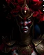 Placeholder: Voidcore shamanism woman portrait adorned with voidcore samanism red and black gladiolus headdress wearing metallic irridescent bioluminescense red and vantablack decadent filigree Golden floral embossed gladiolus dress armour ribbed with mineral stones wearing half face metallic rococo masque organic bio spinal ribbed detail of transculent metric pearl shell colour petals glittering Extremel detailed hyperrealistic maximálist concept portrait art