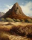 Placeholder: A brown mountain with dry plants painted by Henry-Robert Brésil