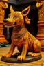 Placeholder: A yellowish orange colored sound elemental dog designed in Mayan architecture painted by Cai Jia