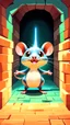 Placeholder: Sneak: "A cartoon rat glowing slightly as it dashes quickly through a maze, whimsical dungeon environment, playful, exaggerated motion, fantasy illustration, vibrant colors."