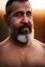 Placeholder: photography of two arab burly tubby men 51 years old, one man after another to play a trick on him, long beard, sunshine, ambient occlusion, 35mm lens , view from the ground