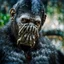 Placeholder: Cyborg Ape in a breathing device, gas mask, respirator Christopher Nolan, Dystopian, Extreme depth of field, bokeh blur, Alberta, all-natural, in the style of candid, imperfection, natural lighting, Fuji Film, Anamorphic lens