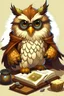 Placeholder: Dungeons and Dragons Owlin, cute and fluffy, glasses, robes, brown feathers