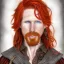 Placeholder: Portrait of Courtney Gains as a ruggedly handsome but joyful roguish pirate, charismatic, attractive male, masculine, perfect, precisely detailed, lightly freckled face, meticulously detailed multi-hued ginger carrot colored cherry fire red hair; Malachai of the corn; fantasy, intricate, elegant, highly detailed, digital painting, artstation, concept art, matte, sharp focus, illustration, art by artgerm and greg rutkowski and alphonse mucha