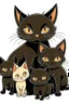 Placeholder: black cat with kittens cartoon