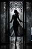 Placeholder: front of is the glass door, a dark silhouette of a dancing woman behind the glass door , front of it is the glass door, high quality, highly detailed, stunning, high realistic picture, impressive, sharp focus, perfect body, perfect shot, professional photo