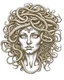 Placeholder: Medusa's petrifying gaze., realistis tatto sketch style, white background, profesional tatto sketch