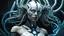 Placeholder: An android-mutant woman with long hair, a biomechanical mutant with sky-blue eyes, white robot body, she is the AI-Medusa woman with like snakes of hair, the wirling with blue-white hair, sitting a futuristic chair, stunning, mystic and sci-fi mix creature, high detalied, sharp focus, perfect beauty, professional photo