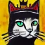 Placeholder: cat with crown in style of basquiat painting