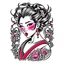 Placeholder: Tatto design Neotraditional style , japanese Geisha, white background, tatto style,