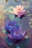 Placeholder: Waterlilies, waterlily, lilac, purple, dark green, green, sparkle,mystical,fairy frog,magical pond