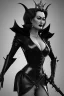 Placeholder: Joan Crawford as evil queen in black leather, busty, cleavage, dominatrix, curvy, angry, stern look. unreal 5, octane render, cinema4d, dynamic lighting, dramatic lighting, 4k, redshift render, highly detailed, hyper realistic,anthropomorphic black wolf long