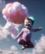 Placeholder: Ultra realistic clouds sky scene, wide angle, medium shot view, portrait, sweet Child, free jumping flying, trinkets, hair monster, jelly beans, balls, smile, happy, Peter Pan style, inflatable color clothing, extreme, wind, clouds sea, 20,000 feet altitude, stratosphere, soft color, highly detailed, unreal engine 5, ray tracing, RTX, lumen lighting, ultra detail, volumetric lighting, 3d, finely drawn, high definition, high resolution.