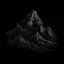 Placeholder: draw a detailed black mountian with black background