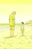 Placeholder: old man walking on beach with little child telling him about the wonders of life style of hiroku ogai