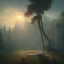 Placeholder: photo from the back tired man sleeping in the arms of jesus christ , A beautiful landscape at dawn by atey ghailan, ismail inceoglu, michal lisowski, artstation, volumetric light, high detail, perfect