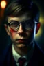 Placeholder: oil painting of vampire portrait with thick glasses in spotlight feeling in control, zeiss prime lens, bokeh like f/0.8, tilt-shift lens 8k, high detail, smooth render, down-light, unreal engine, prize winning