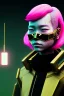 Placeholder: MCU Portrait, Front image. cyberpunk Asian woman, pink short hair. Ceramic, rabbit mask, latex suit. Red, black, gold, color. Punk style, minimal details. highly detailed, concept art, smooth, unreal engine 5, god rays, ray tracing, RTX, lumen lighting, ultra detail, volumetric lighting, 3d, finely drawn, high definition, high resolution.