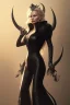 Placeholder: Pamela Anderson as evil queen in black leather, leather, busty, cleavage, angry, stern look. character design by cory loftis, fenghua zhong, ryohei hase, ismail inceoglu and ruan jia. unreal engine 5, artistic lighting, highly detailed, photorealistic, fantasy