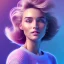 Placeholder: A portrait very beautiful woman ,smiling, longs hairs, atmospheric, realistic, cinematic lighting, pink blue light, 8k, galactic atmosphere, flowers