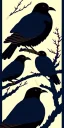 Placeholder:  a group of ravens that are on top of each other, a poster by Nōami, ukiyo-e, anime aesthetic, minimalist.