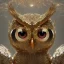 Placeholder: Owl,full body shining gold metal, elegant, bokeh, volumetric lighting, extreme detail, Photorealism, High detail, Hyper macro lens blur, 100mm, cinema4d, HDR, 8k, unreal engine 5