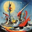 Placeholder: gov't propaganda; Yves Tanguy and Gerald Scarfe deliver a surreal masterpiece, bright colors, sinister textures, smooth,