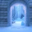 Placeholder: ethereal winter flowers, carved ice door at the end of ice steps, magical atmosphere, Beardsley, Unreal render, cinematic blue --aspect 9:16 --s 2500