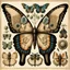 Placeholder: Ernst Haeckel inspired natural history atlas plate, newly discovered butterfly species, wings entirely formed from translucent skeletonized leaves with authentic botanical venation replacing butterfly wing membranes, perfectly symmetrical morphology, scientifically documented specimen, nineteenth century scientific engraving, ultra fine ink linework, delicate cross hatching, restrained watercolor on aged ivory paper--ar 4:5 --raw --v 7 --stylize 170 --profile unnntwo --profile o5l6gpf --profile