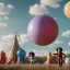 Placeholder: Ultra realistic circus scene. Sweet big hair monster flying. Child’s playing, strong man, smile, happy, color bubbles, smooth color, waist up view, Wes Anderson style, dark ambient, highly detailed, concept art, unreal engine 5, god rays, ray tracing, RTX, lumen lighting, ultra detail, volumetric lighting, 3d, finely drawn, high definition, high resolution.