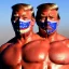 Placeholder: Realistic image of Donald trump wrestler, Mexican wrestling style, Mexican wrestling mask for eyes, red and blue breeches, glow confederate flag dress, suspenders, retro style, 80s, vibrant color, highly detailed, sky background, concept art, unreal engine 5, god rays, ray tracing, RTX, lumen lighting, ultra detail, volumetric lighting, 3d, finely drawn, high definition, high resolution.