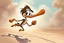 Placeholder: mostly empty space, small character of road runner running towards the right side, leaving behind a cloud of dust. style of looney toons cartoon