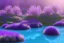 Placeholder: monde en fleurs bleu pink,blue lake, concept art, crépuscule , trees bleu pink violet oranger, vibrant Color, réaliste, crocus