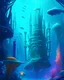 Placeholder: An underwater city with futuristic architecture, bioluminescent sea creatures, and advanced technology, in the style of science fiction, vibrant colors, detailed environments, mysterious ambiance, 8K resolution