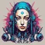 Placeholder: Cyborg Monalisa Quickdraw Maven in Vector spiked art style colorido