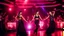 Placeholder: beautiful spanish dancers group dancing in luxury night club with dynamic lights