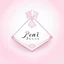 Placeholder: Create a logo with the name Deniz Boutique, inspired by diamond dresses, with the symbol of the dress, baby pink