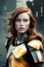 Placeholder: ultrarealistic, ruined city,__skimpy fantasy armor__, no star, __angles__, 18 year old woman, strikingly beautiful,ginger hair, _colour_, [__starlets__|__starlets__], (pale __skincolor__ skin:1.2), __camera__, _hair_, detailed face and eyes, medium breasts, fantasy theme, freckles, dynamic pose, resolved expression, __accessory__, strappy outfit, (straps:1.1), sword in scabbard on left hip, (buckles, buttons, snaps, rings:1.0), haltertop style breastplate, detailed eyes, plump lips