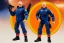 Placeholder: Mike Pence G.I. Joe toy figure With a pistol And jetpack space force Blue fabric uniform, fluorescent orange, black Moonboots, pricetag