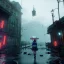 Placeholder: short medium shot, Pretty ciborg woman, portrait, rain, fog, white and gold dress, studio scene, blue light, red lights, hoodie, feathers, cyberpunk geisha style, leather, vibrant color, highly detailed, art stations, concept art, smooth, unreal engine 5, god rays, ray tracing, RTX, lumen lighting, ultra detail, volumetric lighting, 3d, finely drawn, high definition, high resolution, neon background.