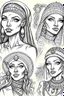 Placeholder: Sketches of drawing a beautiful girl with Egyptian features