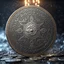 Placeholder: a silver coin called a moon standing on edge. a silver moon in the middle. ancient viking runes. flat coin. show one whole coin front on at a distance. fantasy concept art, exquisite realism, a masterpiece, dynamic lighting, hyper detailed, intricately detailed, deep color, Unreal Engine, volumetric lighting , Epic cinematic brilliant stunning intricate meticulously detailed dramatic atmospheric maximal,