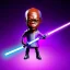 Placeholder: Hairless Samuel jackson purpleGlow jedi bobblehead holding a Single (purple) lightsaber sword and boots, hand