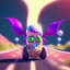 Placeholder: a cartoon alien driving a car down a road, a character portrait by Mike Winkelmann, featured on cgsociety, pop surrealism, rendered in cinema4d, daz3d, behance hd