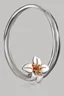 Placeholder: Small white gold earrings in the shape of a circular ring engraved with tiger lily flower