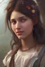 Placeholder: Peder Mork Monsted style, nineteen-year-old gypsy girl, bust portrait,