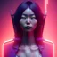 Placeholder: Asian Woman, mod hair, samurai, cyberpunk, neon, highly detailed, art stations, concept art, smooth, unreal engine 5, god rays, ray tracing, RTX, lumen lighting, ultra detail, volumetric lighting, 3d, finely drawn, high definition, high resolution, gradient background