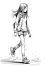 Placeholder: girl walking drawing